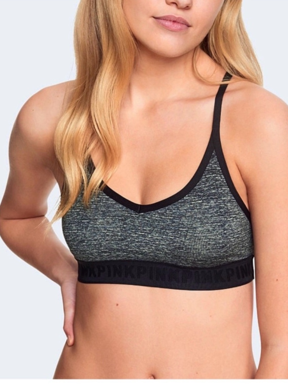 PINK Victoria's Secret Unlined Racerback Mesh Back Sports Bra
